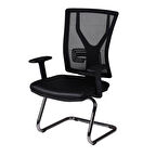 D-54 Misafir Koltuğu Oturak Siyah Deri Sırt Siyah File