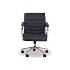 Anfibi Siyah Deri Ofis Çalışma Koltuğu