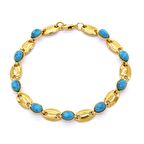 FerizZ Altın Kaplama Turkuaz Taşlı Kadın Bileklik BLK-212