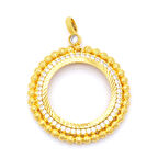 Altın Kaplama Zirkon Taşlı Dorika Yuvarlak Tam Çerçeve Kolye Ucu TGR-384