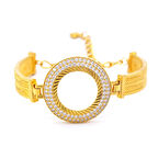 Altın Kaplama Zirkon Taşlı Çeyrek Çerçeve Kelepçe Bilezik BLZ-260