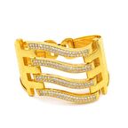 FerizZ Altın Kaplama Dört Sıra Zirkon Taşlı Kaburga Kelepçe