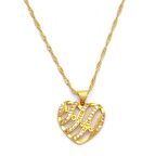 FerizZ Altın Kaplama Love Yazılı Kalp  Zirkon Taşlı  Kadın Kolye KLY-321