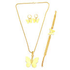 Altın Kaplama Kelebek Şekilli Kolye Küpe Bileklik Set SET-119