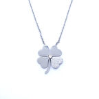 316L Çelik Zirkon Taşlı Yonca Zincir Kolye 45 cm KLY-352