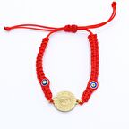 FerizZ Altın Kaplama Çeyrek Altınlı Kırmızı İpli Kadın Bileklik BLK-688