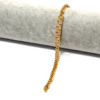 Altın Kaplamalı Zirkon Taşlı Kadın Zincir Bileklik BLK-734