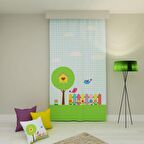 PAREDORA Top Ağaçta Kuşlar Tek Kanat Fon Perde