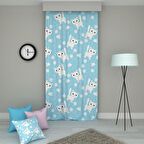 PAREDORA Mavi Kedi Fare Tek Kanat Fon Perde