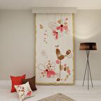 PAREDORA Çiçekli Kuş Tek Kanat Fon Perde