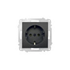 Ovivo Grano Siyah Natural Topraklı Priz Çerçevesiz - 1 Adet