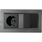 Ovivo Quantum Manyetik Gri+Siyah Komitatör+Topraklı Priz Çerçeve Dahil