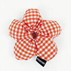 WoodyCord El Yapımı Turuncu Beyaz Pötikareli Pofuduk Scrunchie Toka - Klasik ve Hacimli