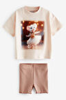 Next Baby % 100 Pamuklu Krem Fare Desenli Kısa Kollu Alt Üst Takım