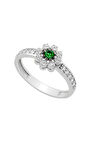 Ahenk Zümrüt Taşlı Kadın Gümüş Yüzük