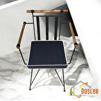 40x40 Krem Biyeli Lacivert Alt Sandalye Minderi 5 cm