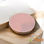 40 Çap Yuvarlak Krem Biyeli Pudra Pembe Tabure / Sandalye Minderi