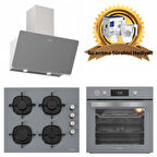 Silverline Buhar Destekli AirFrayer Gri Cam Ankastre Set 3457 - CS5335S01- BO65P4S01 