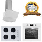 Silverline Beyaz Cam Ankastre Set 3490 - CS5665W01 65Cm Ocak - BO6502W02