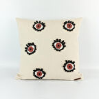 Keten Kırlent Kılıfı - El Örgüsü Göz  Desenli