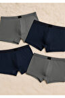 Erkek İç Giyim Pamuk & Modal İnce Bel 4 Adet Çok Renkli Boxer Set LL.IL16.KE034.001