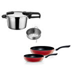 Fissler Vitaquick Edition 4,5 Litre Düdüklü Tencere + Kırmızı Cenit Tava Set