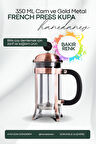 Metal French Press Bakır Renk 350 ML Bitki Çay Demleme Kupası 350 ML 9129