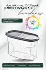 Embox Çift Kapak Sistemli Erzak Kabı - Hava Aldırmaz Kapaklı Saklama Kabı 1200 ML 12 x 20 Cm