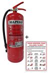 6KG MAPEKS KURU KİMYEVİ TOZLU YANGIN TÜPÜ VE YANGIN TÜPÜ KULLANIM TALİMATI 2Lİ SET
