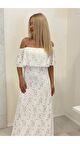 Kadın Beyaz Uzun Maxi Dantel Abiye Elbise