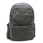 Klinkır Kadın Sırt Çantası Çok Cepli Yağmura Dayanıklı Hafif Kumaş Yeşil Renk Okul Çantası