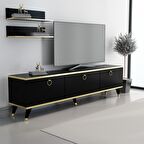 MOBİLYA GEZEGENİ Siyah Altın Life Gold Tv Ünitesi 210 cm Z3002