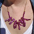 Özel Tasarım Lila Kök Sedef Kolye