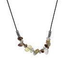 Zarif İp Zincirli Doğal Form Rutil Kuvars Doğaltaş Kadın Kolye