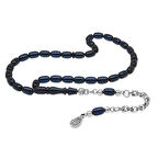 Kararmaz Metal Arnavut Zincir Püsküllü Kapsül Kesim Lacivert Bilek Boy Sıkma Kehribar Tesbih