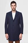 Ds Damat Regular Fit Lacivert Çizgili Yünlü Palto 1HF083220016M