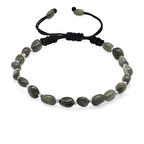 Makrome Örgülü Naturel Kesim Labradorit Doğaltaş Erkek Bileklik