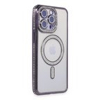 İphone 15 Pro Max Kılıf Joke Simli Magneticsafe Kılıf - Derin Mor
