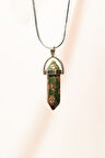 Unakit Doğal Taşı Zincirli El Yapımı Tasarımlı Kolye Uç: 3,5 cm Zincir: 20 cm Kutulu