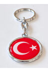 Kırmızı Türk Bayraklı Metal ve plAnahtarlık