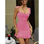 MARSiLYAN- Pembe Fırfırlı Fantezi Mini Club Elbisesi