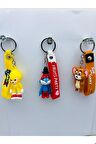 Tails,şirin Baba Ve Jerry 3 Adet 3d Silikon Anahtarlık Oyuncak Ve Çanta Aksesuarı
