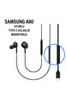 A80 Type C Kulaklık Samsung Galaxy A80 Uyumlu Kulaklık Mikrofonlu