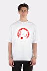 Unisex Beyaz Oversize T-shirt Red Uchiha Sasuke
