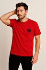 PAMUK PENYE BİSİKLET YAKA T-SHİRT KIRMIZI STONE ISLAND