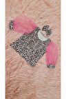 Kız Çocuk Kolları Tüllü Pembe Leopar Bluz