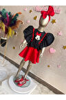 Kız Çocuk Kırmızı Etekli Mickey Mouse Detaylı Takım