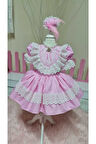 Kız Çocuk Tüllü Kabarık Pembe Vintage Elbise