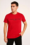 BİSİKLET YAKA NAKIŞLI T-SHİRT KIRMIZI TOMMY
