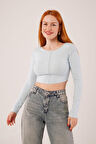 JANES Ters Dikişli Basic Bebe Mavisi Body Bluz